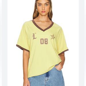 Lioness Spectate top tee lemon sports jersey soccer football Revolve XXS